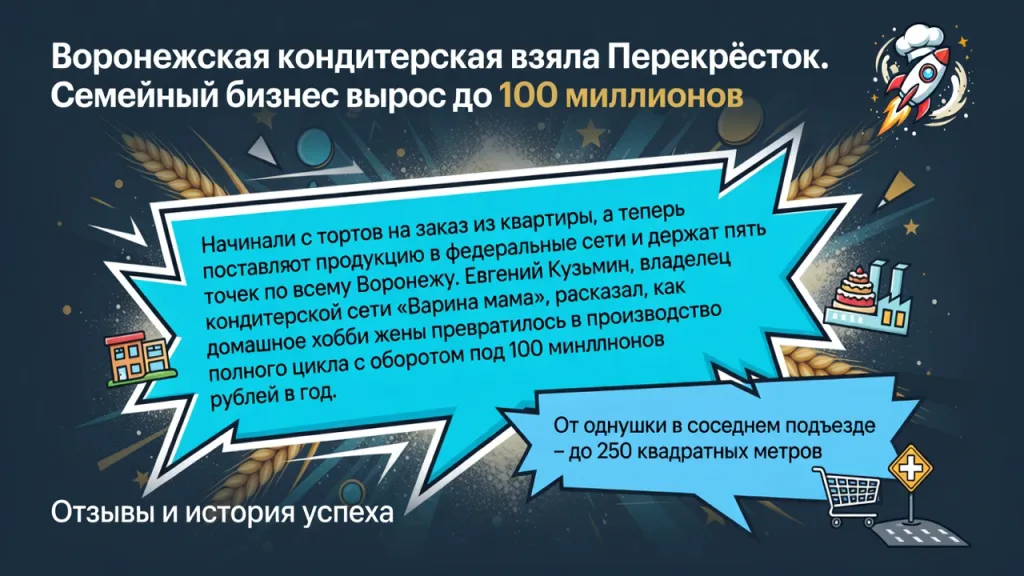 Воронежская кондитерская взяла Перекрёсток штурмом. Семейный бизнес вырос до 100 миллионов